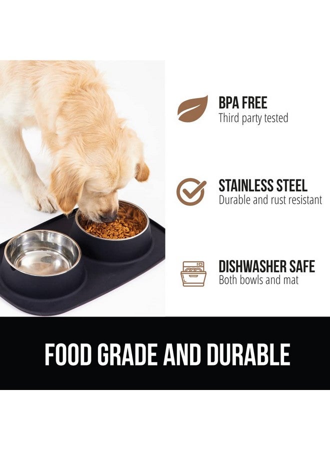 غوريلا جريب مجموعة أوعية طعام من السيليكون للقطط والكلاب مقاومة للماء بنسبة 100% وخالية من مادة BPA، حاصلة على براءة اختراع من GORILLA GRIP، وعاء من الفولاذ المقاوم للصدأ، حواف مرتفعة مقاومة للانزلاق، تجمع الماء والطعام وملحقات الحيوانات الأليفة، كوب واحد، لون أسود - Image 5