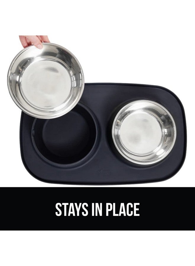 غوريلا جريب مجموعة أوعية طعام من السيليكون للقطط والكلاب مقاومة للماء بنسبة 100% وخالية من مادة BPA، حاصلة على براءة اختراع من GORILLA GRIP، وعاء من الفولاذ المقاوم للصدأ، حواف مرتفعة مقاومة للانزلاق، تجمع الماء والطعام وملحقات الحيوانات الأليفة، كوب واحد، لون أسود - Image 4