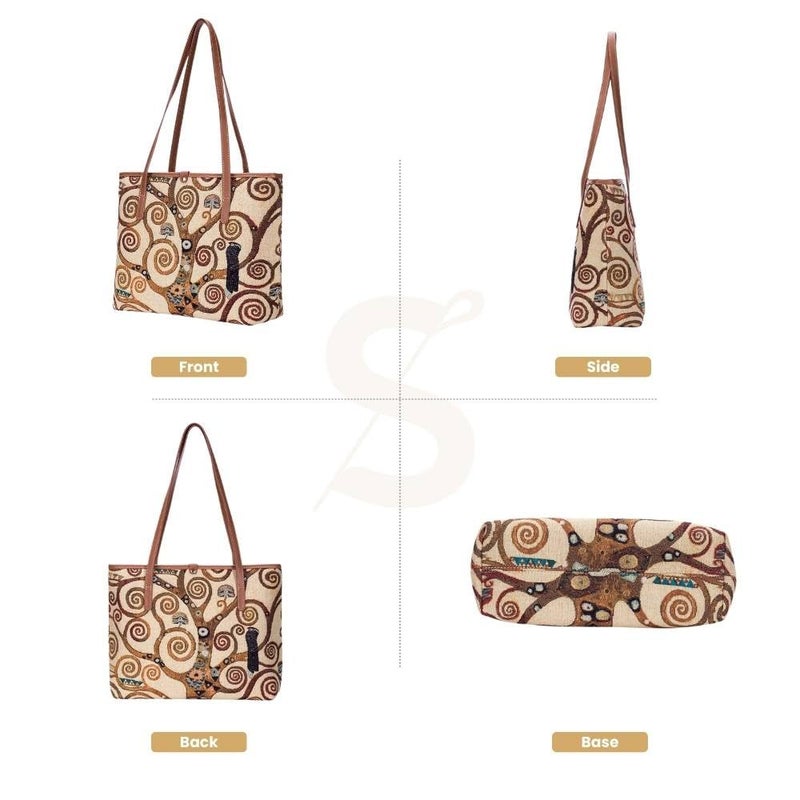 Signare Tapestry Shoulder Bag for Woman Travel or Work Tote Bags for Women In Gustav Klimt Tree of Life Design|COLL-ART-GK-TREE - Image 4