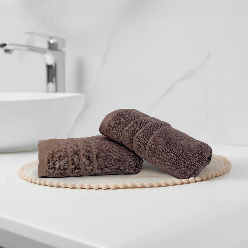 Sassoon Artemis Egyptian 2 Piece Cotton Hand Towel | 40x60 cm | Walnut - Image 1