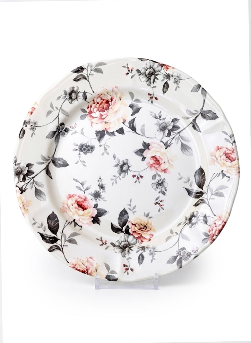 Claytan Earthenware Jasper Chop Plate Floral Pattern, 12.1 Inch, White | Premium Dinner & Serving Plate for Main Course, Steak, BBQ, Pasta & Continental Meals | Elegant Tableware for Home, Office - Image 1