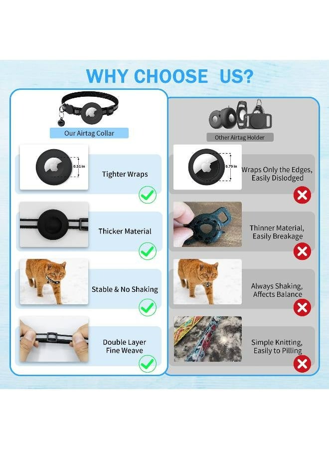 Airtag Cat Collar Breakaway for Dogs Cats, Reflective Kitten Collar with Apple Air Tag Holder and Bell, 0.4 Inches in Width and Lightweight (Black) - Image 5