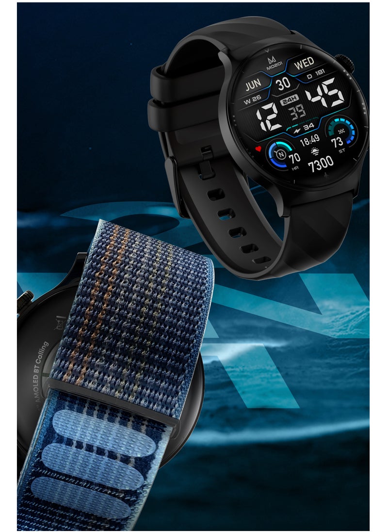 Faster - Smart Watch 3 Pro - 1.43” AMOLED Display, Bluetooth Calling, Fitness Tracker, Sports Modes, Heart Rate & Sleep Monitor, IP68 Waterproof, 250mAh Battery, Compatible with Android & iOS - Image 1