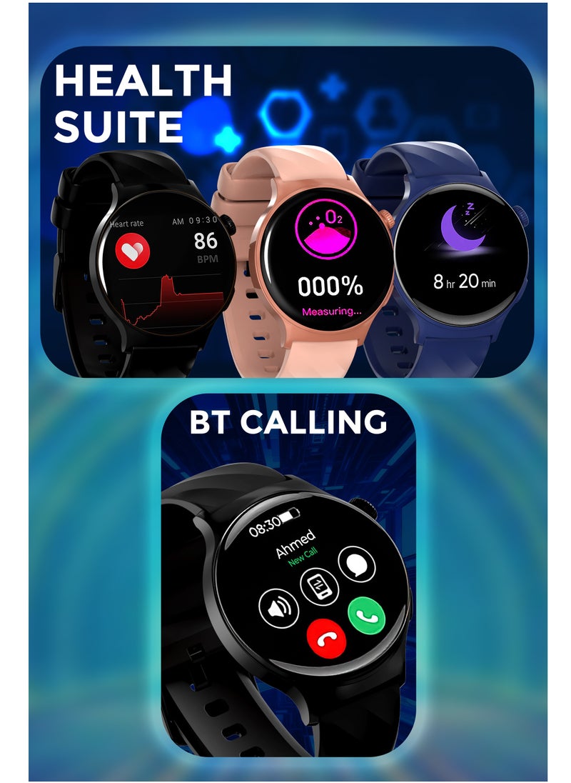 Faster - Smart Watch 3 Pro - 1.43” AMOLED Display, Bluetooth Calling, Fitness Tracker, Sports Modes, Heart Rate & Sleep Monitor, IP68 Waterproof, 250mAh Battery, Compatible with Android & iOS - Image 1