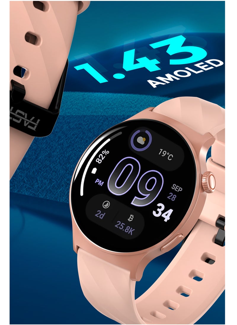 Faster - Smart Watch 3 Pro - 1.43” AMOLED Display, Bluetooth Calling, Fitness Tracker, Sports Modes, Heart Rate & Sleep Monitor, IP68 Waterproof, 250mAh Battery, Compatible with Android & iOS - Image 1