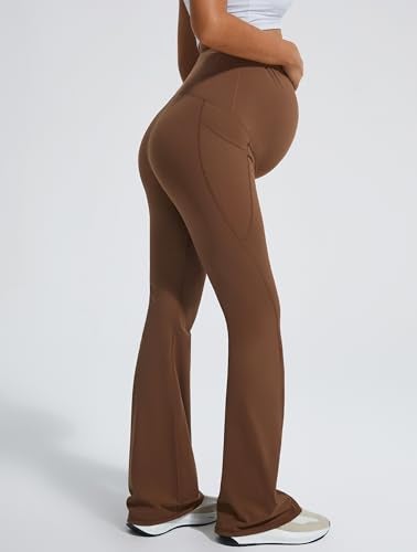 JOYSPELS Smooth Feeling Flare Maternity Leggings Over The Belly with Pockets Soft Bootcut Pregnancy Yoga Pants - Image 2
