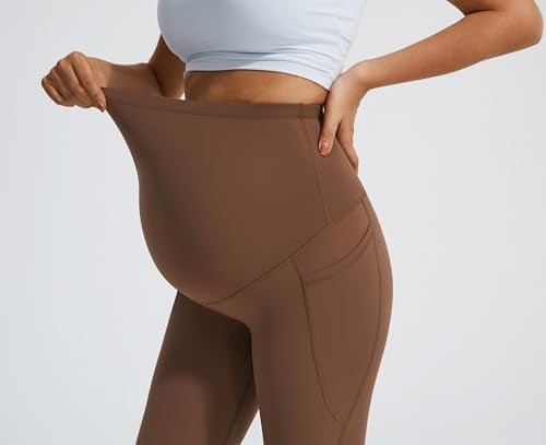 JOYSPELS Smooth Feeling Flare Maternity Leggings Over The Belly with Pockets Soft Bootcut Pregnancy Yoga Pants - Image 4