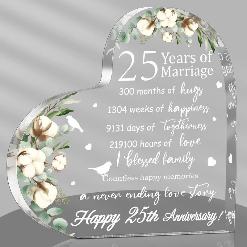 Yulejo تذكار أكريليك على شكل قلب بمناسبة الذكرى الخامسة والعشرين - Image 1