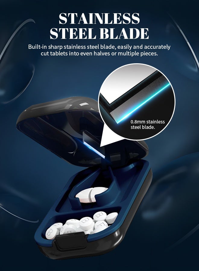 Portable Pill Cutter Tool, Silicone Pill Storage Box, Easy Clean Tablet Cutter, Pill Cutter with Storage, For Home, School, Travel, Daily Medication/8*2.4cm - Image 4