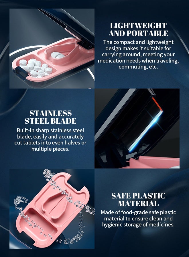 Portable Pill Cutter Tool, Silicone Pill Storage Box, Easy Clean Tablet Cutter, Pill Cutter with Storage, For Home, School, Travel, Daily Medication/8*2.4cm - Image 3