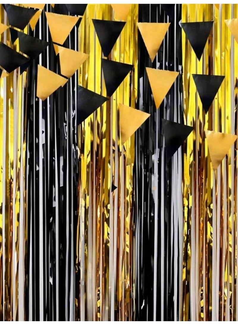 Graduation Party Decoration 2026 – Graduation Tinsel Curtain Backdrop Gold and Black Party Photo Background 2m × 1m - Image 5