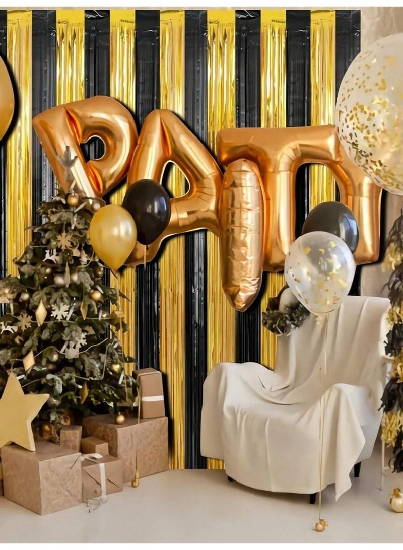 Graduation Party Decoration 2026 – Graduation Tinsel Curtain Backdrop Gold and Black Party Photo Background 2m × 1m - Image 4