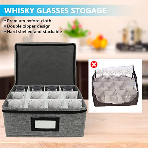 HURZMORO Storage Box for Whisky Glass,12 Whiskey Glasses Holder for Organizer, Fully-Padded Inside with Sturdy Construction, Packing Boxes with Dividers for Moving Whiskey Gift (12 compartments) - Image 5