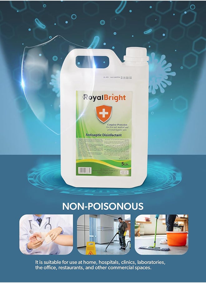 packwell Royalbright Antiseptic Disinfectant Liquid 5 liter Antiseptic For Everyday Use, Suitable for Home, Office and Commercial Space Use| Perfect for Medical Use, Personal Hygiene, Household Use, First Aid  - Image 3