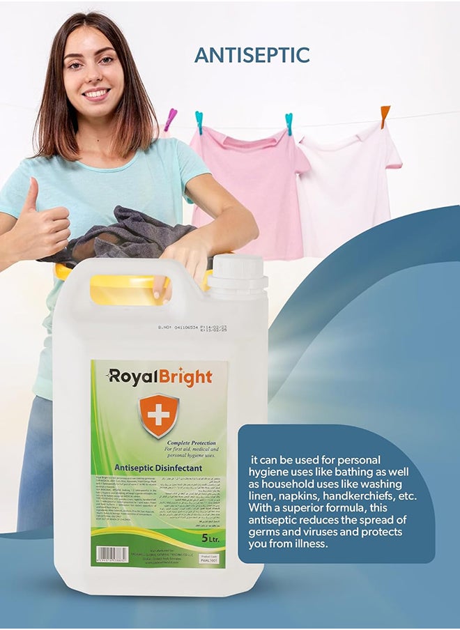 packwell Royalbright Antiseptic Disinfectant Liquid 5 liter Antiseptic For Everyday Use, Suitable for Home, Office and Commercial Space Use| Perfect for Medical Use, Personal Hygiene, Household Use, First Aid  - Image 2