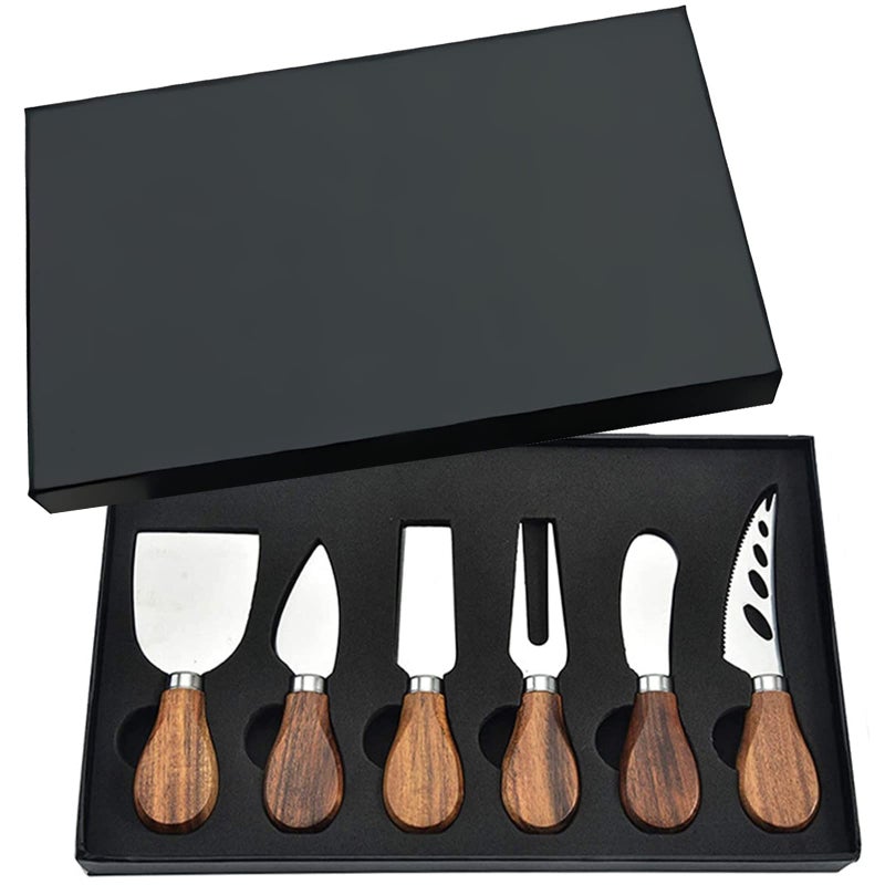 Cheese Knives Set 6Piece Stainless Steel Cheese Knife Collection with Cheese Slicer Cheese Cutter Cheese ForkCheese Spreading Knife for Charcuterie Boards and Cutlery Gift Set