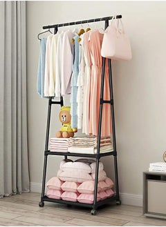 Taimi Clothes Rack Organizer Floor Hanger for Outdoor Clothes Vertical Balcony with Wheels to Move Easily Waterproof Shelf, Rust Protection Shelf, and Sufficient Storage Space - Black -160x55x42cm  - Image 3