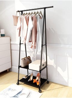 Taimi Clothes Rack Organizer Floor Hanger for Outdoor Clothes Vertical Balcony with Wheels to Move Easily Waterproof Shelf, Rust Protection Shelf, and Sufficient Storage Space - Black -160x55x42cm  - Image 4