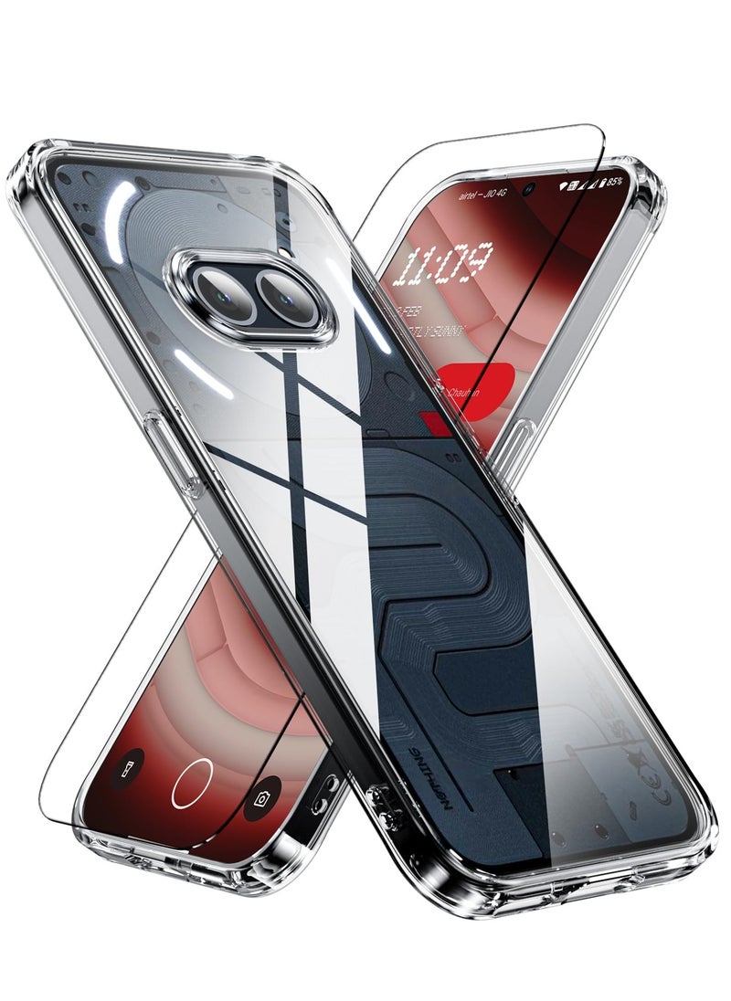 Generic - For Nothing Phone 2a Case with 1 Pack Tempered Glass Screen Protector, Anti-Yellow Clear Back Cover, Slim Fit Shockproof Mobile Phone Casing - Image 1