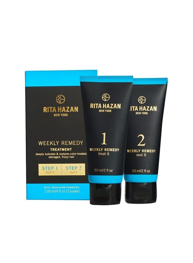 Rita Hazan Two Step Weekly Remedy Cream Kit - Deeply Hydrating & Restorative for Color Treated Hair - Hair Cream for Frizzy Hair - Hair Treatment for Dry Damaged Hair - Image 1