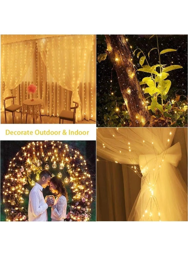 إضاءة الستارة LED (300 ثنائي) - أضحية الكريسماس، أضحية الجنيات، إضاءة زفاف وزينة غرفة نوم 3م × 3م - Image 4