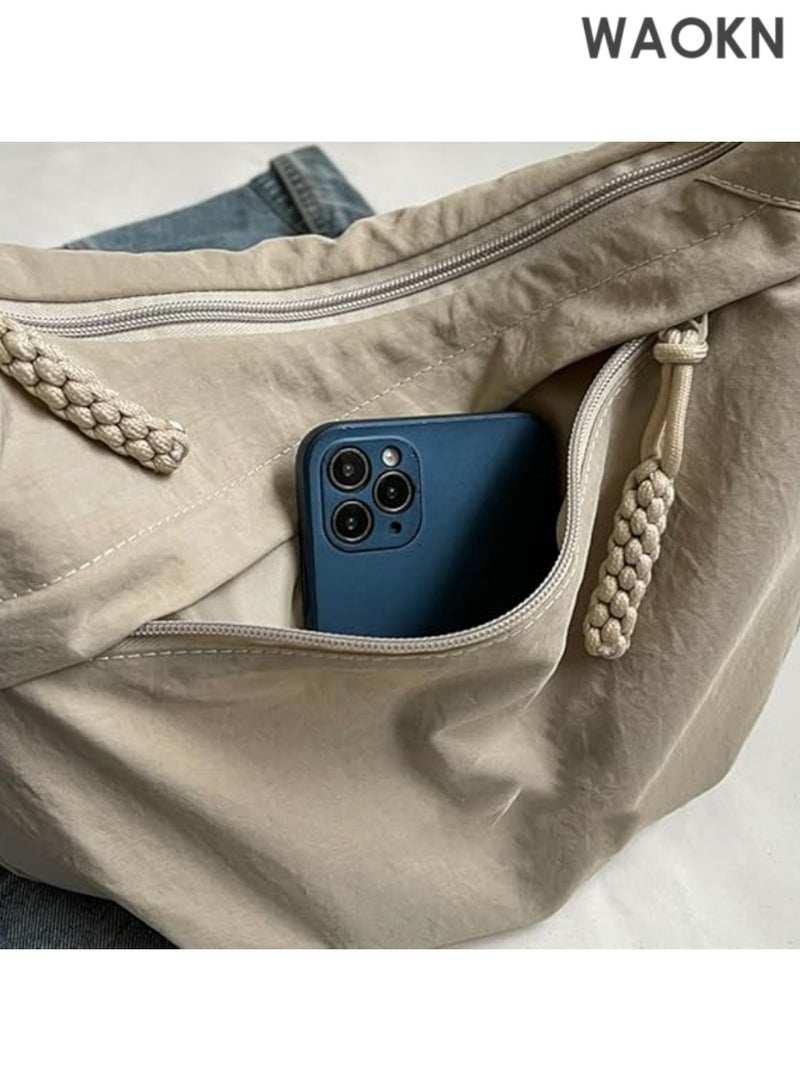 WAOKN Hobo Bag for Women Men Crescent Shoulder Bag Retro Nylon Canvas Crossbody Bag Slouchy CorduroyBag Purse - Image 5