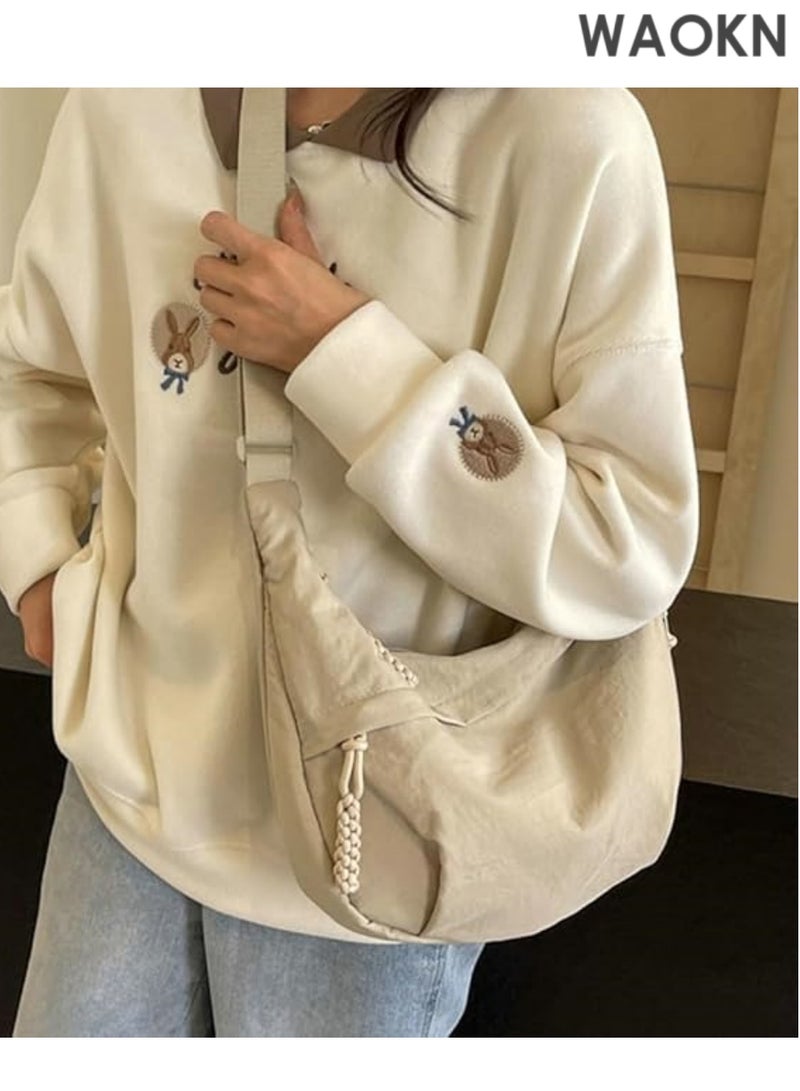 WAOKN Hobo Bag for Women Men Crescent Shoulder Bag Retro Nylon Canvas Crossbody Bag Slouchy CorduroyBag Purse - Image 2