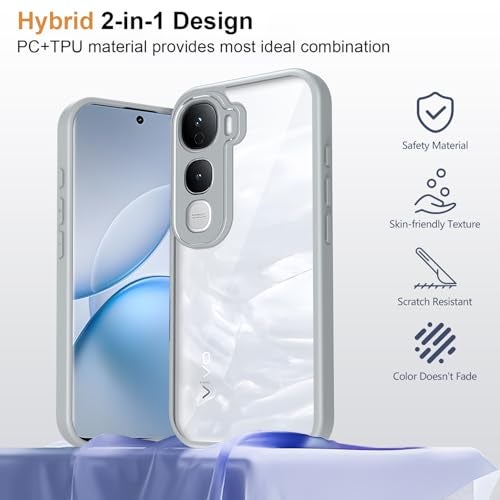 Kapa Hawkeye Clear Slim Tough Back Cover for Vivo Y400 Pro 5G | Camera Lens Protector Anti Yellow Shockproof Clear Hybrid Case Cover (Grey Sides) - Image 5