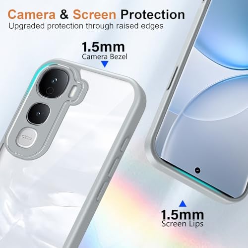 Kapa Hawkeye Clear Slim Tough Back Cover for Vivo Y400 Pro 5G | Camera Lens Protector Anti Yellow Shockproof Clear Hybrid Case Cover (Grey Sides) - Image 3