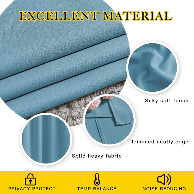 NICETOWN Blackout Curtains Panels for Window - Window Treatment Thermal Insulated Grommet Blackout Drapes for Bedroom (Teal Blue=Light Blue, Double Panels, 52 by 84 Inch) - Image 5