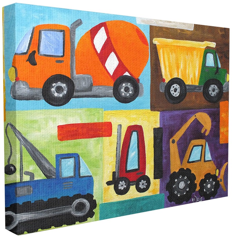 Stupell Industries Construction Trucks Set Canvas Wall Art 16 x 20 Design by Artist nJoyArt