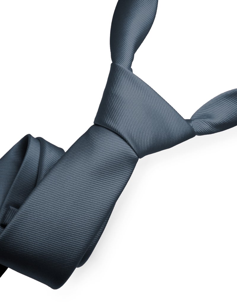 RBOCOTT Charcoal Tie Formal Silk Necktie for Men (Charcoal) - Image 2