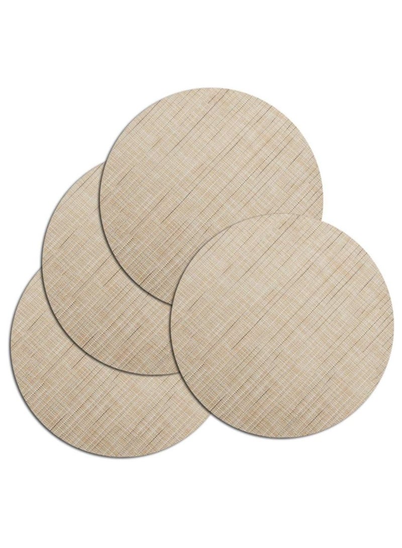 Anna 4-Pack 35cm Round PVC Bamboo-Patterned Woven Heat-Resistant Non-Slip Placemats - Waterproof and Stain-Resistant Table Mats Ideal for Family Dinners and Outdoor Dining - Image 1