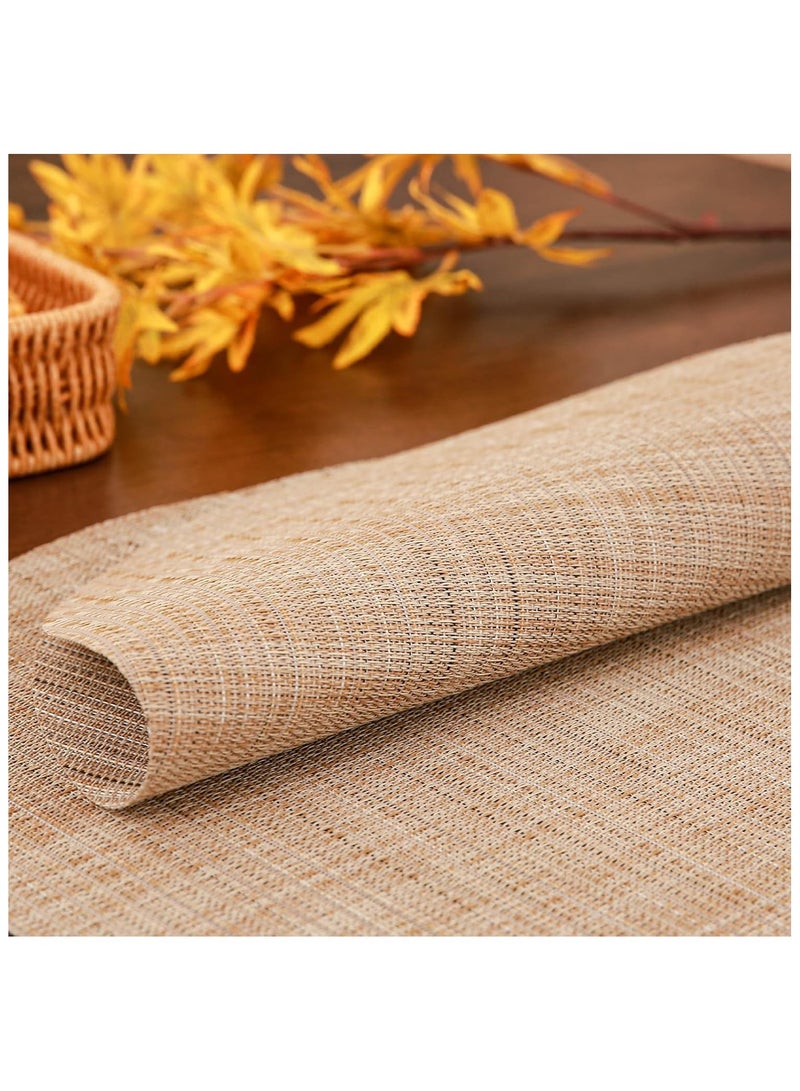 Anna 4-Pack 35cm Round PVC Bamboo-Patterned Woven Heat-Resistant Non-Slip Placemats - Waterproof and Stain-Resistant Table Mats Ideal for Family Dinners and Outdoor Dining - Image 3