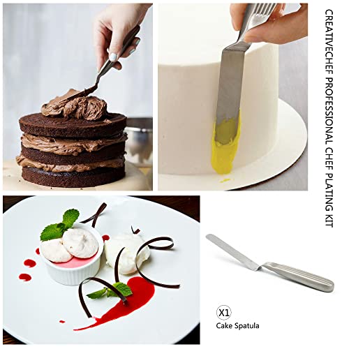 CREATIVECHEF 5 PCS Plating Tools Culinary Set Contains kitchen tweezers spatula Sauce plating spoon（Black） - Image 5