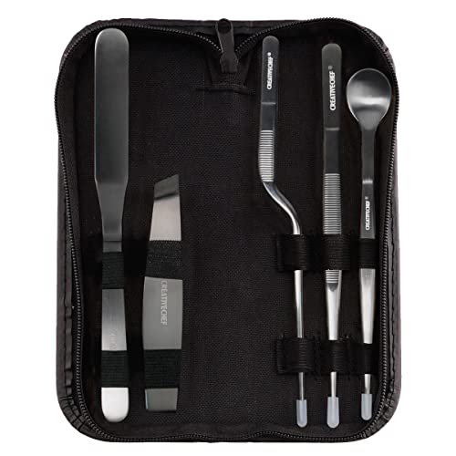 CREATIVECHEF 5 PCS Plating Tools Culinary Set Contains kitchen tweezers spatula Sauce plating spoon（Black） - Image 1