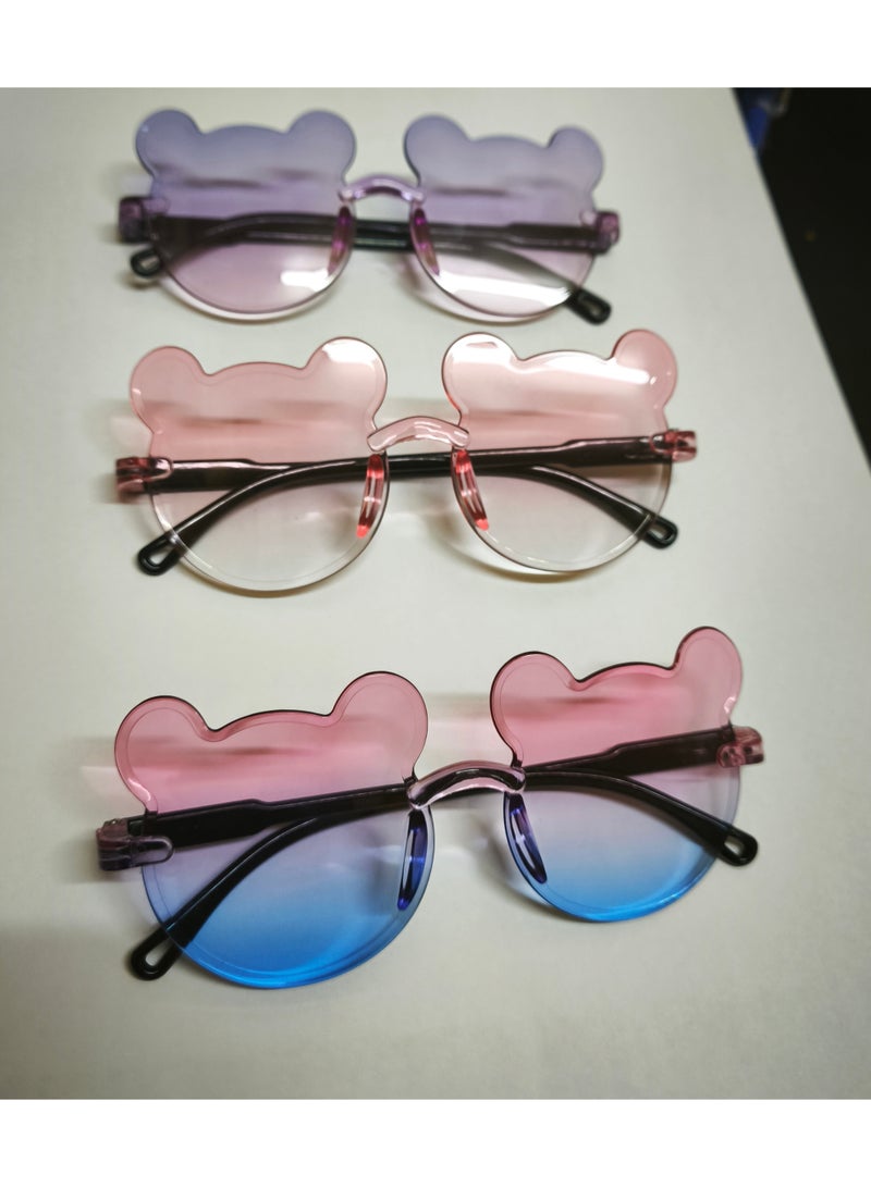 Set of 3 Kids Sunglasses Multicoloured Bear Shaped - Image 1