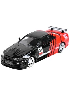 CHE ZHI 1/24 Nissan Skyline Ares GTR R34 Diecast Alloy Sports Car, Pull Back Car with Light and Sound Sports Race Car for Boys Age 3+ Year Old Gifts  - Image 1