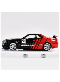 CHE ZHI 1/24 Nissan Skyline Ares GTR R34 Diecast Alloy Sports Car, Pull Back Car with Light and Sound Sports Race Car for Boys Age 3+ Year Old Gifts  - Image 4