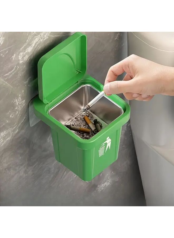 Green Modern Square Ashtray With Lid And Holder Heavy Duty Durable For Indoor Outdoor Use - Image 4