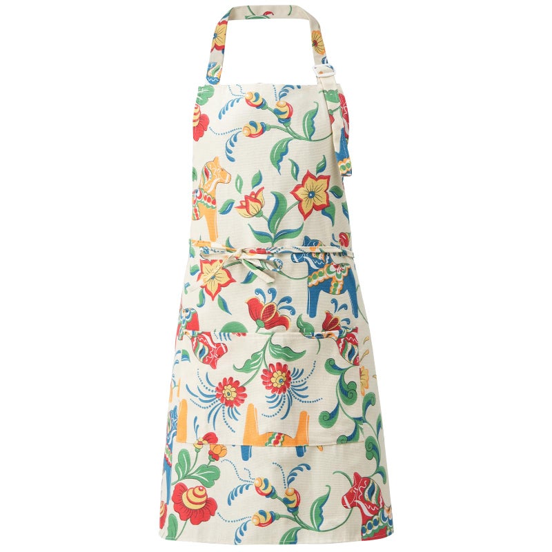 DILLMAN Aprons for Women with Pockets Cotton Linen Cooking Kitchen Baking Soft Durable Floral Gardening Apron (White) - Image 1