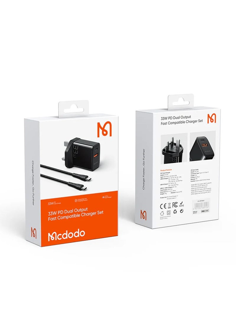 MCDODO CH0912 33W CHARGER + C TO C CABLE CHARGER SET BLACK - Image 2