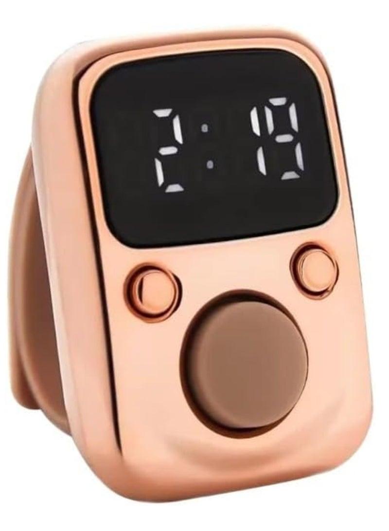 Electric Finger Counter with LED Display – Digital Dhikr Tasbih Ring, Glow in the Dark, Accurate Counting Device with Replaceable Battery (Rose Gold)  - Image 1