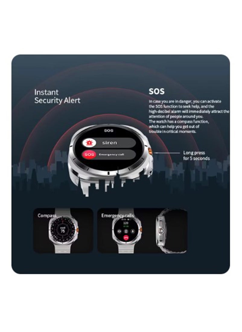 BSNL - BSNL Smartwatch Galaxy Watch 7 Ultra GPS Compass NFC Outdoor Sports Man AMOLED Bluetooth Call IP68 - Black - Image 1