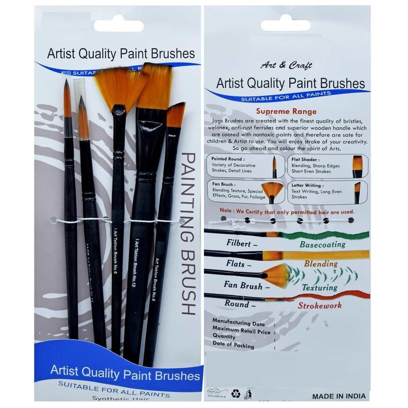 Artist Brushes Synthetic Hair 5pcs Set  - Image 3