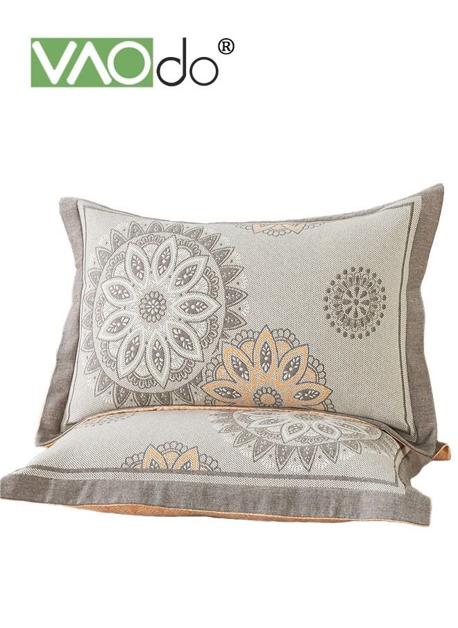 VAOdo 2PCS Pillowcase Simple Atmospheric Pattern Breathable Envelope Pillowcase Set 100% Cotton Pillow Covers Envelope Closure 50*75CM  - Image 1