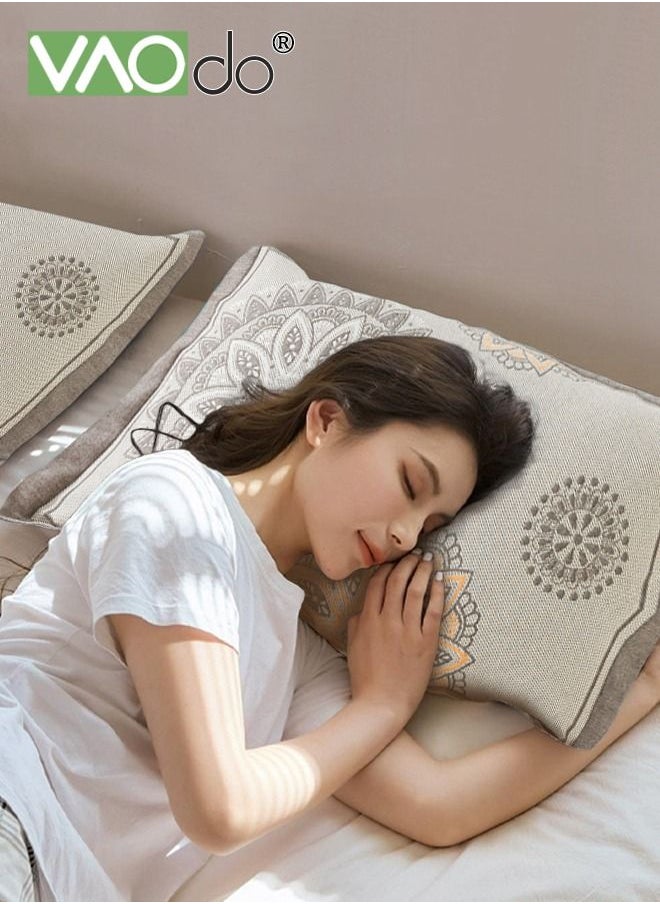 VAOdo 2PCS Pillowcase Simple Atmospheric Pattern Breathable Envelope Pillowcase Set 100% Cotton Pillow Covers Envelope Closure 50*75CM  - Image 2