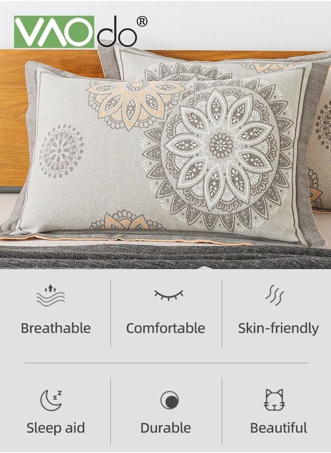 VAOdo 2PCS Pillowcase Simple Atmospheric Pattern Breathable Envelope Pillowcase Set 100% Cotton Pillow Covers Envelope Closure 50*75CM  - Image 4