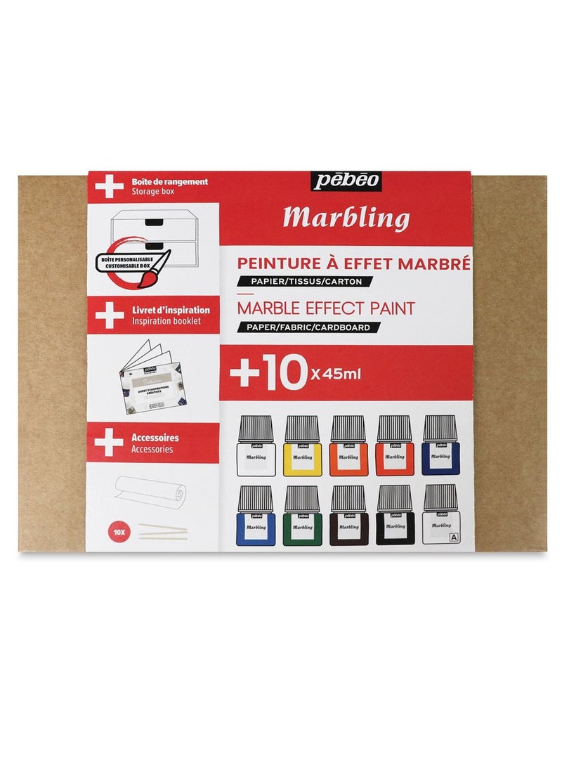 Pebeo - Pebeo Marbling Ink Set Collection  - 10 Colors Assorted 45 ML - Image 1