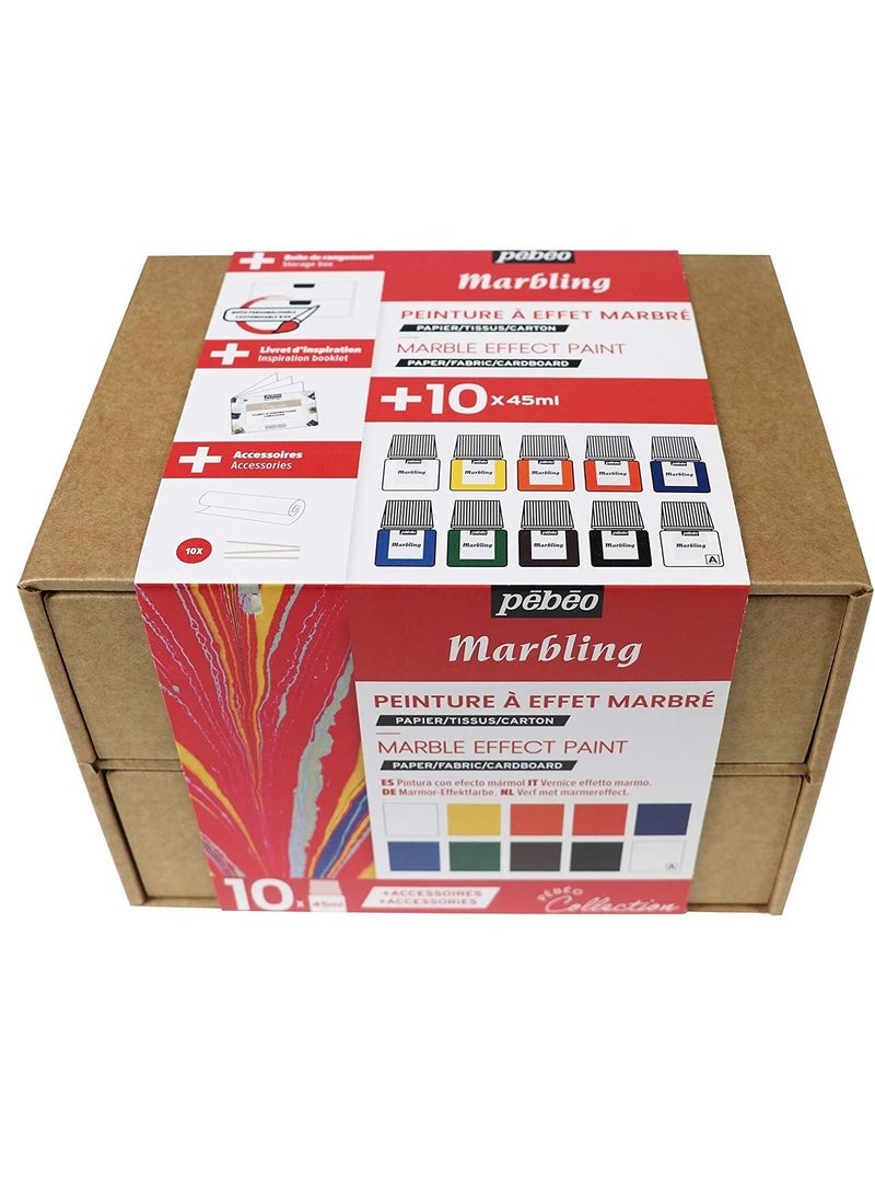 Pebeo - Pebeo Marbling Ink Set Collection  - 10 Colors Assorted 45 ML - Image 1